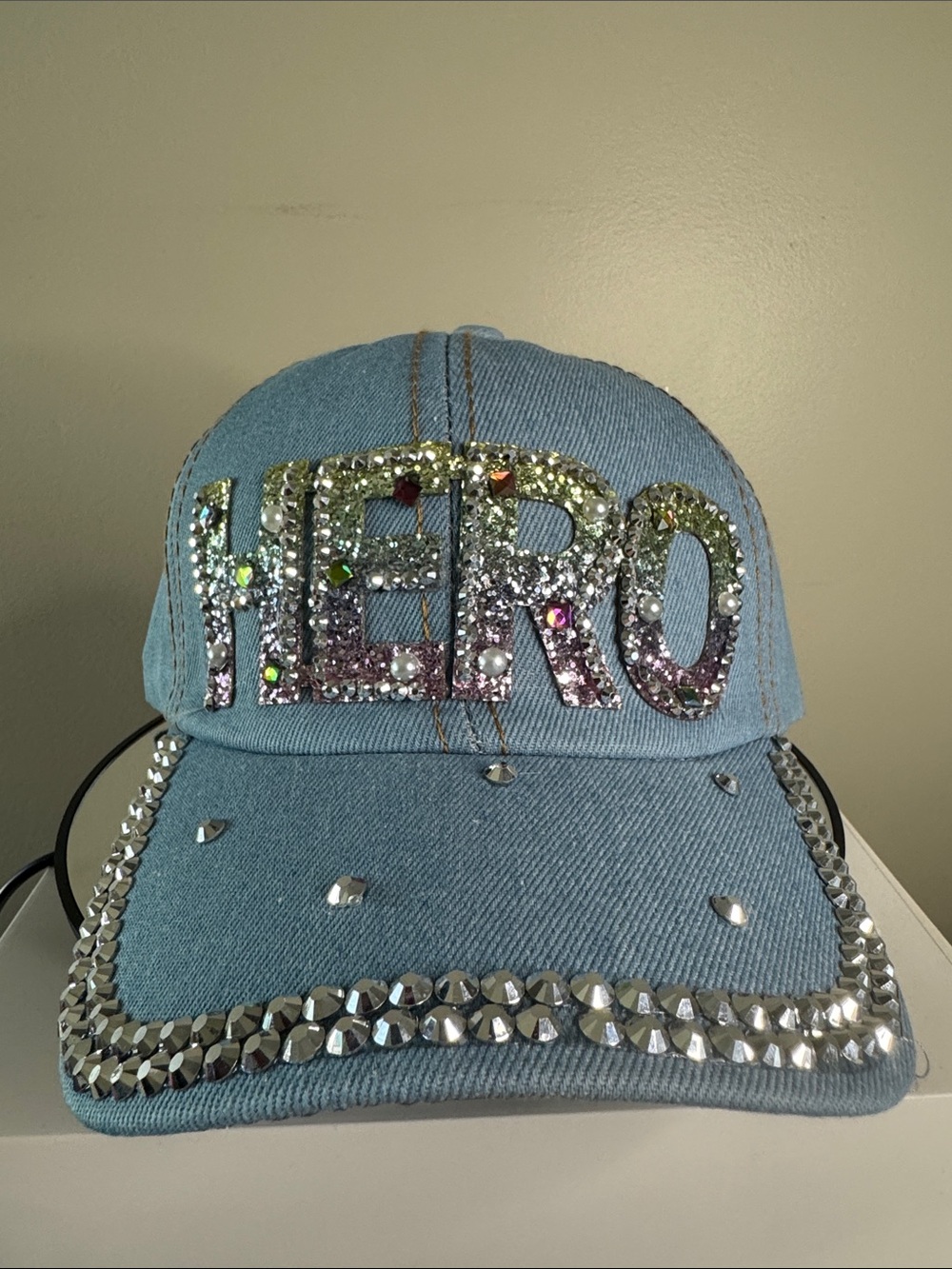 Bling Denim Jeweled "HERO" Cap - NWT